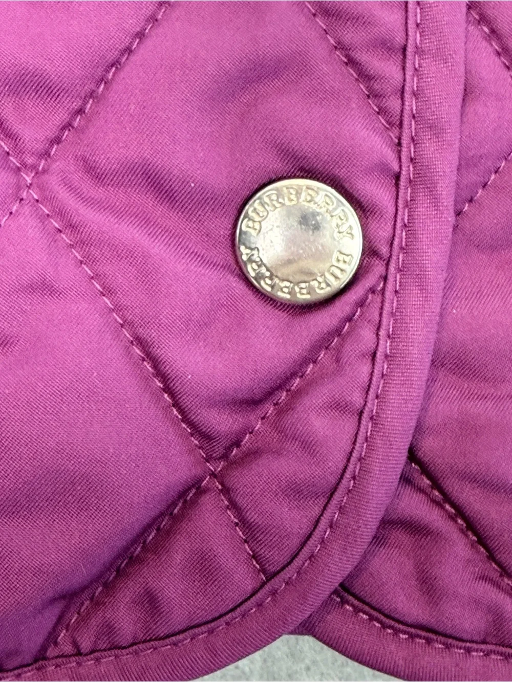 Burberry London Baby girl purple diamond quilted jacket snap button size 9 month